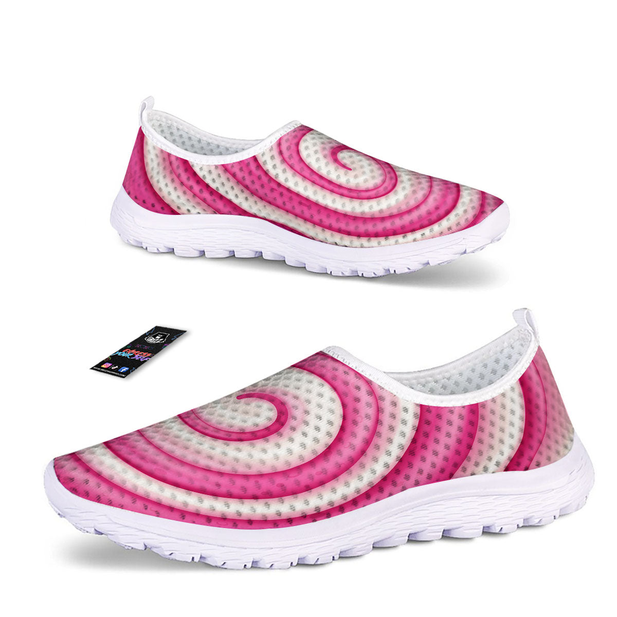 Swirl Pink Lollipop Print Nurse Shoes-grizzshop