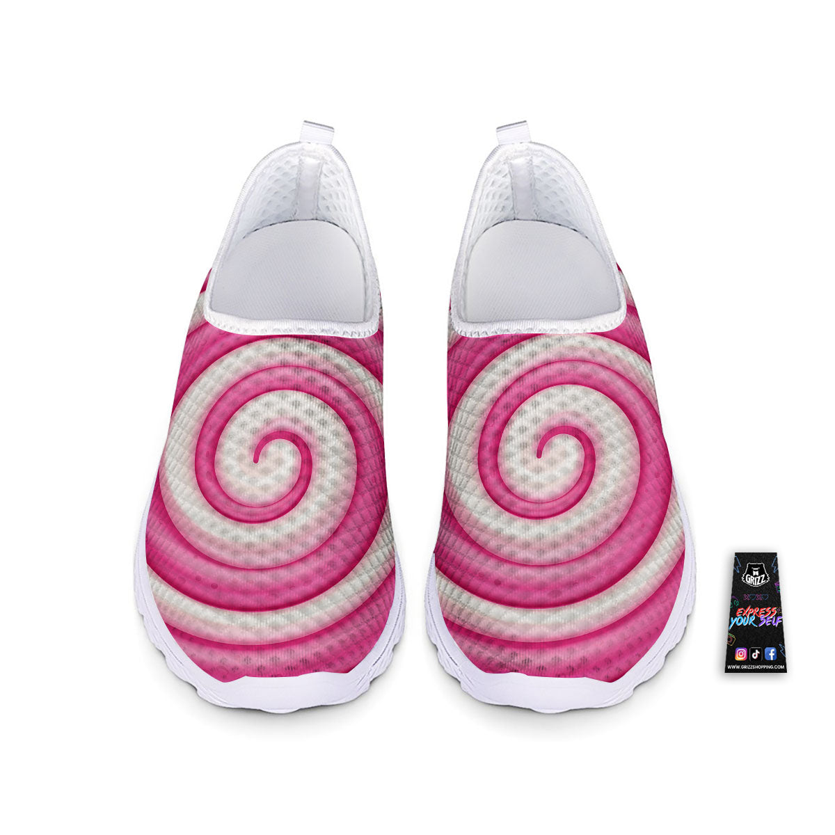 Swirl Pink Lollipop Print Nurse Shoes-grizzshop