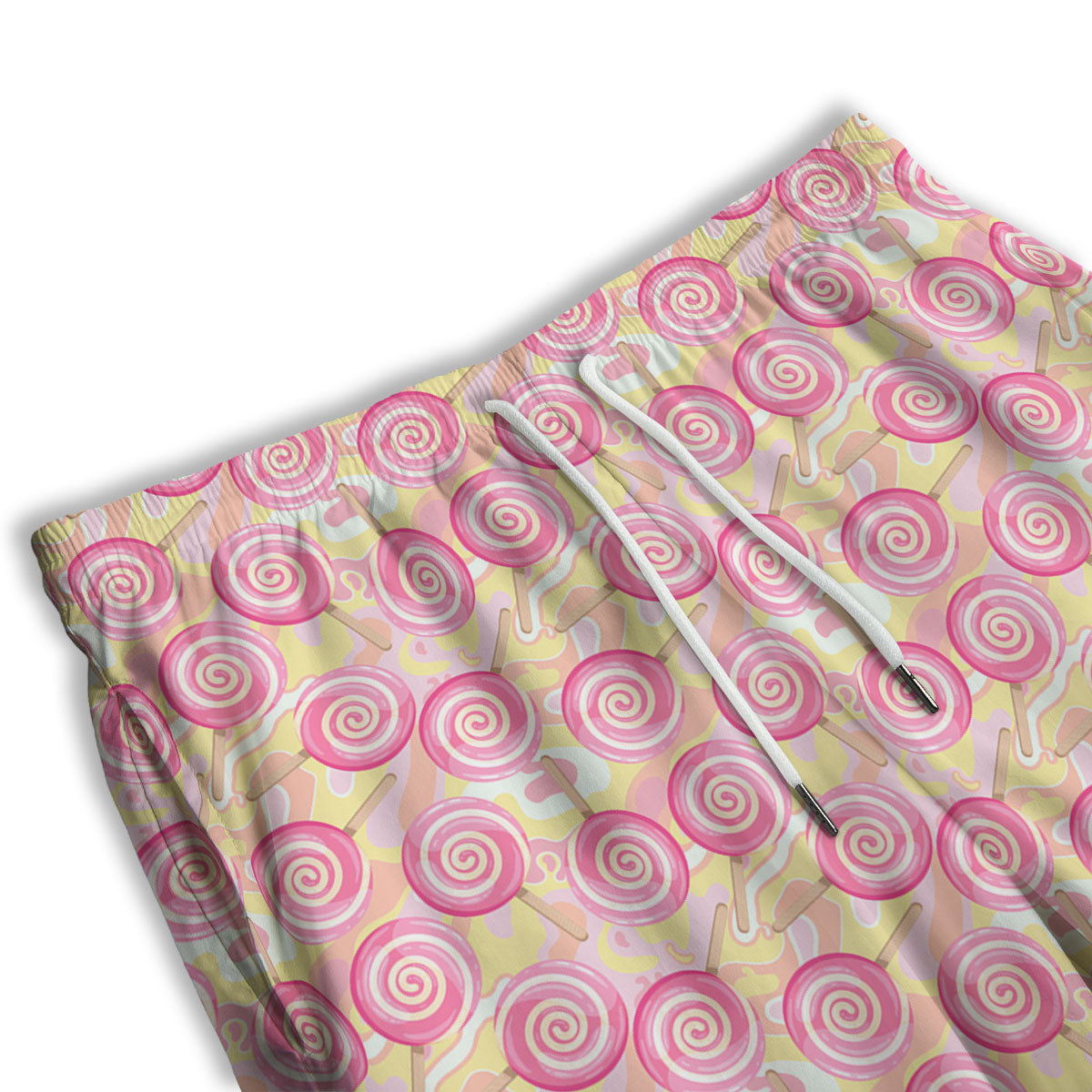 Swirl Pink Lollipop Print Pattern Men's Athletic Shorts