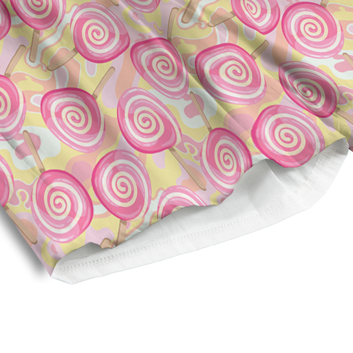 Swirl Pink Lollipop Print Pattern Men's Athletic Shorts