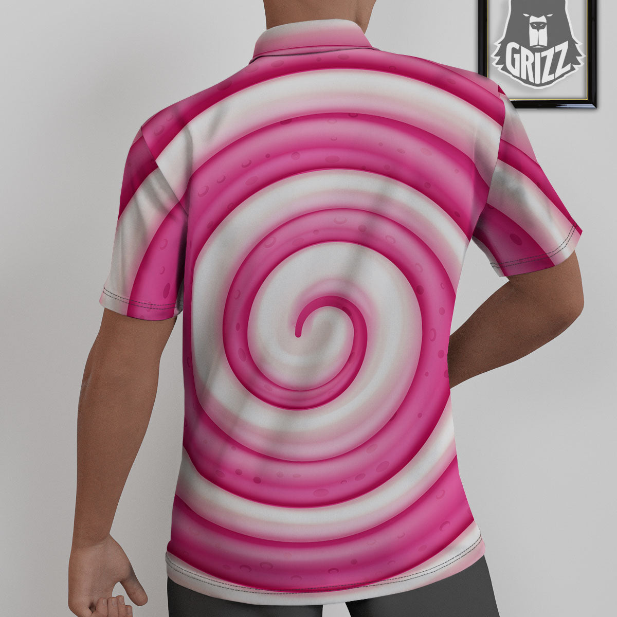 Swirl Pink Lollipop Print Untucked Shirts-grizzshop