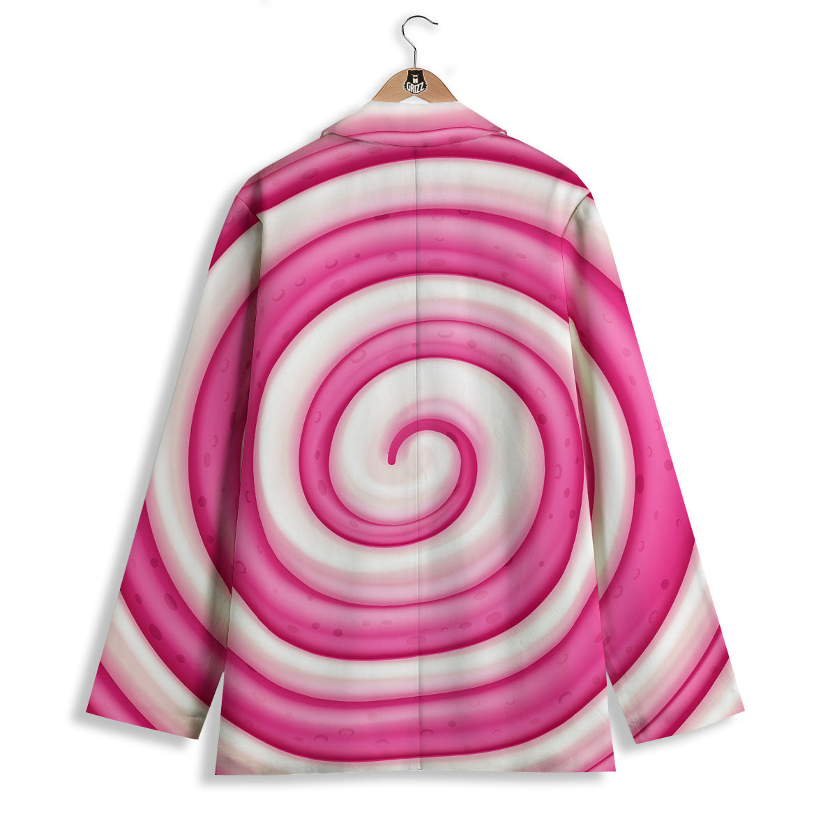 Swirl Pink Lollipop Print Women's Blazer-grizzshop