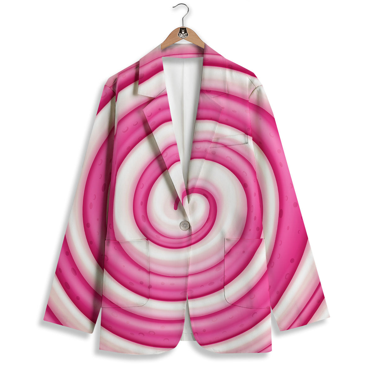 Swirl Pink Lollipop Print Women's Blazer-grizzshop