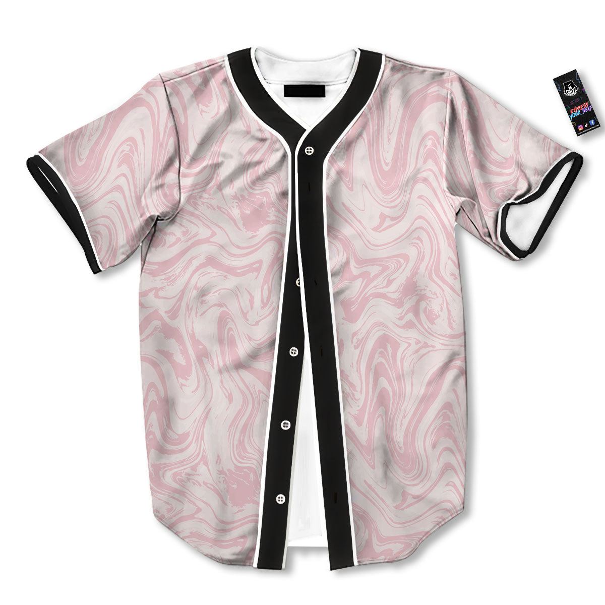 Swirl Pink Print Pattern Baseball Jersey-grizzshop