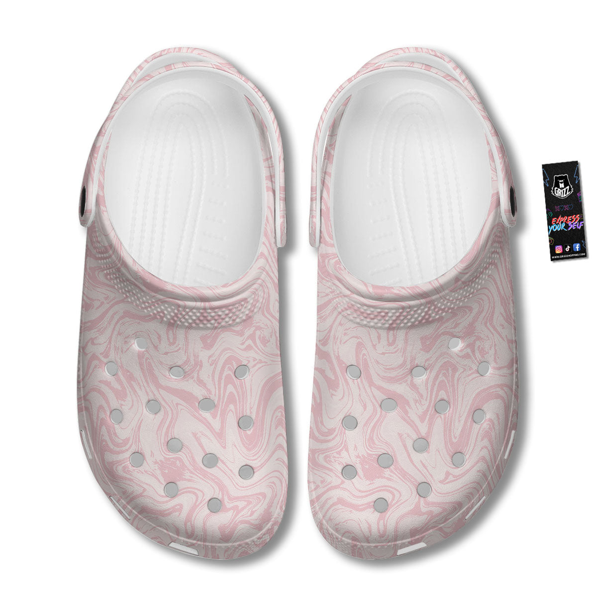 Swirl Pink Print Pattern Clog-grizzshop