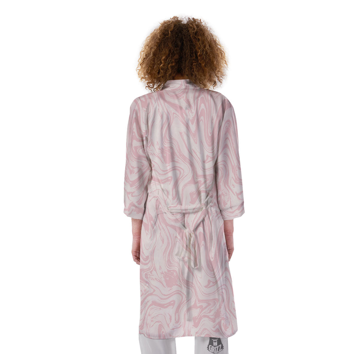 Swirl Pink Print Pattern Kimono-grizzshop
