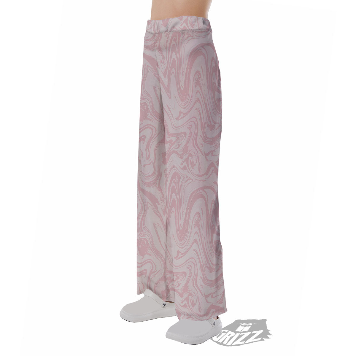 Swirl Pink Print Pattern Pajama Pants-grizzshop