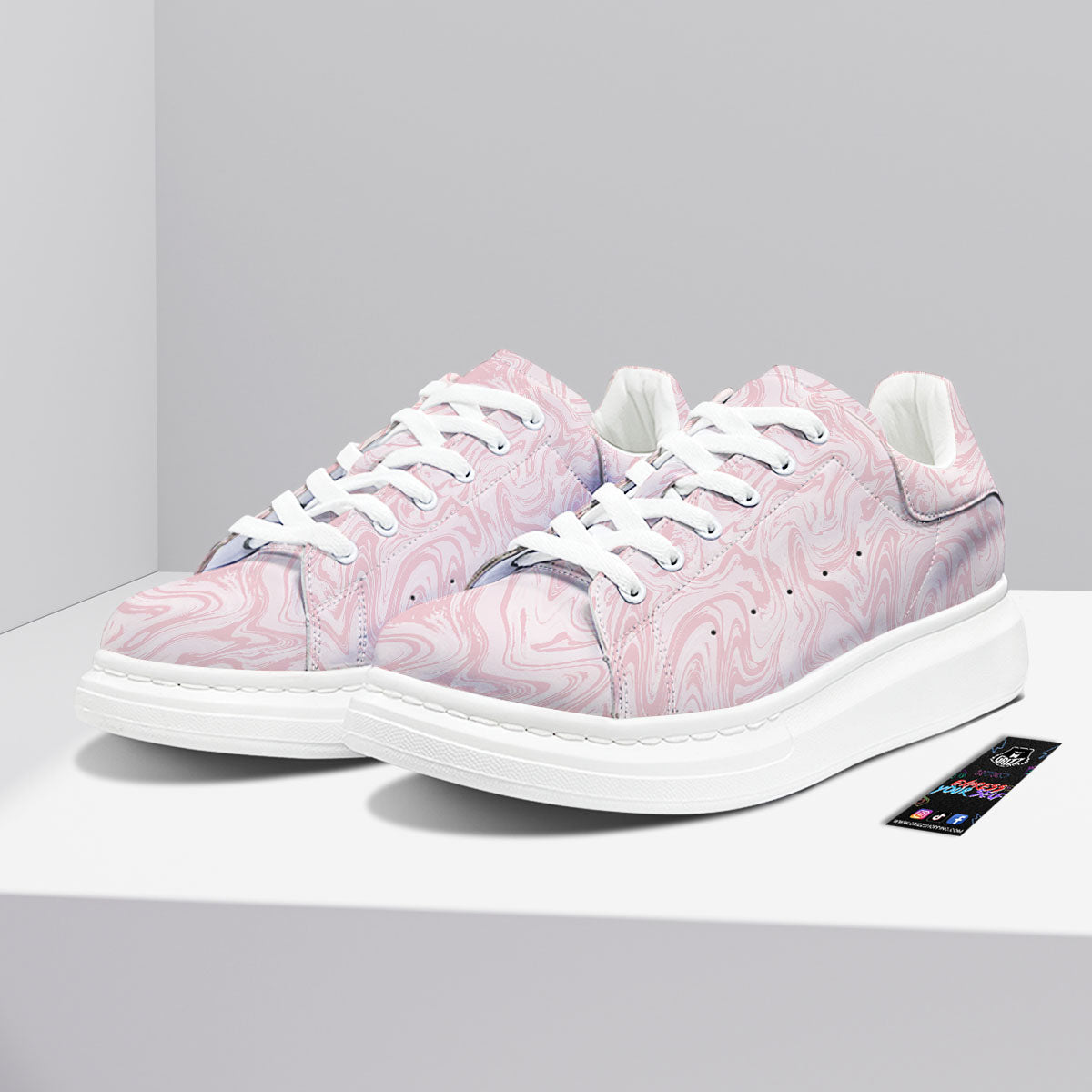Swirl Pink Print Pattern Platform Shoes-grizzshop
