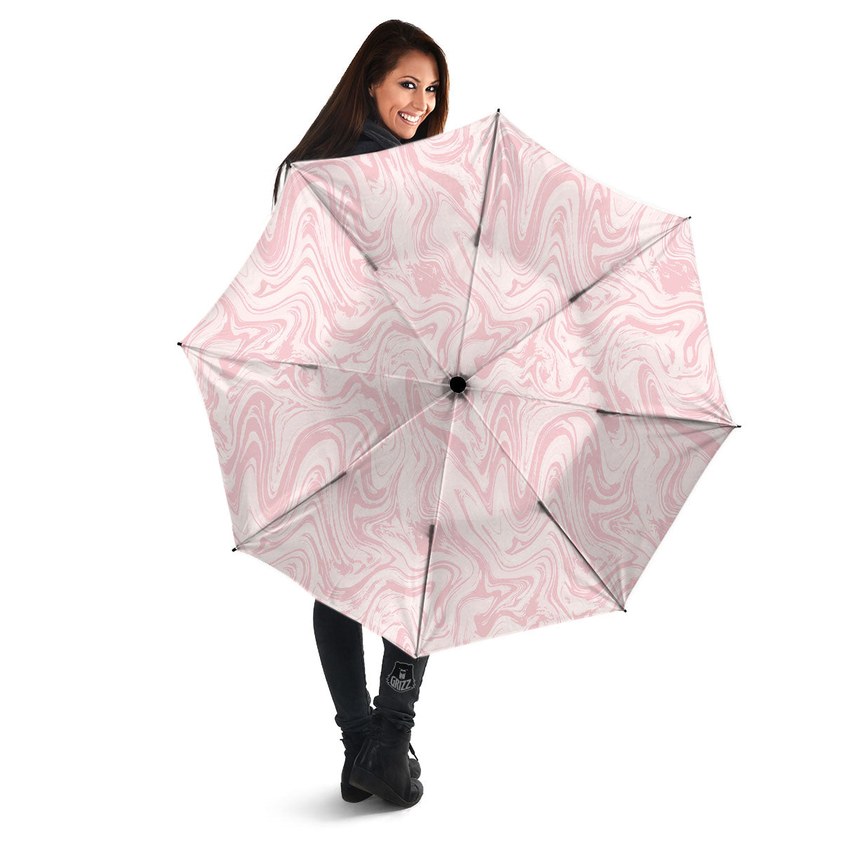 Swirl Pink Print Pattern Umbrella-grizzshop