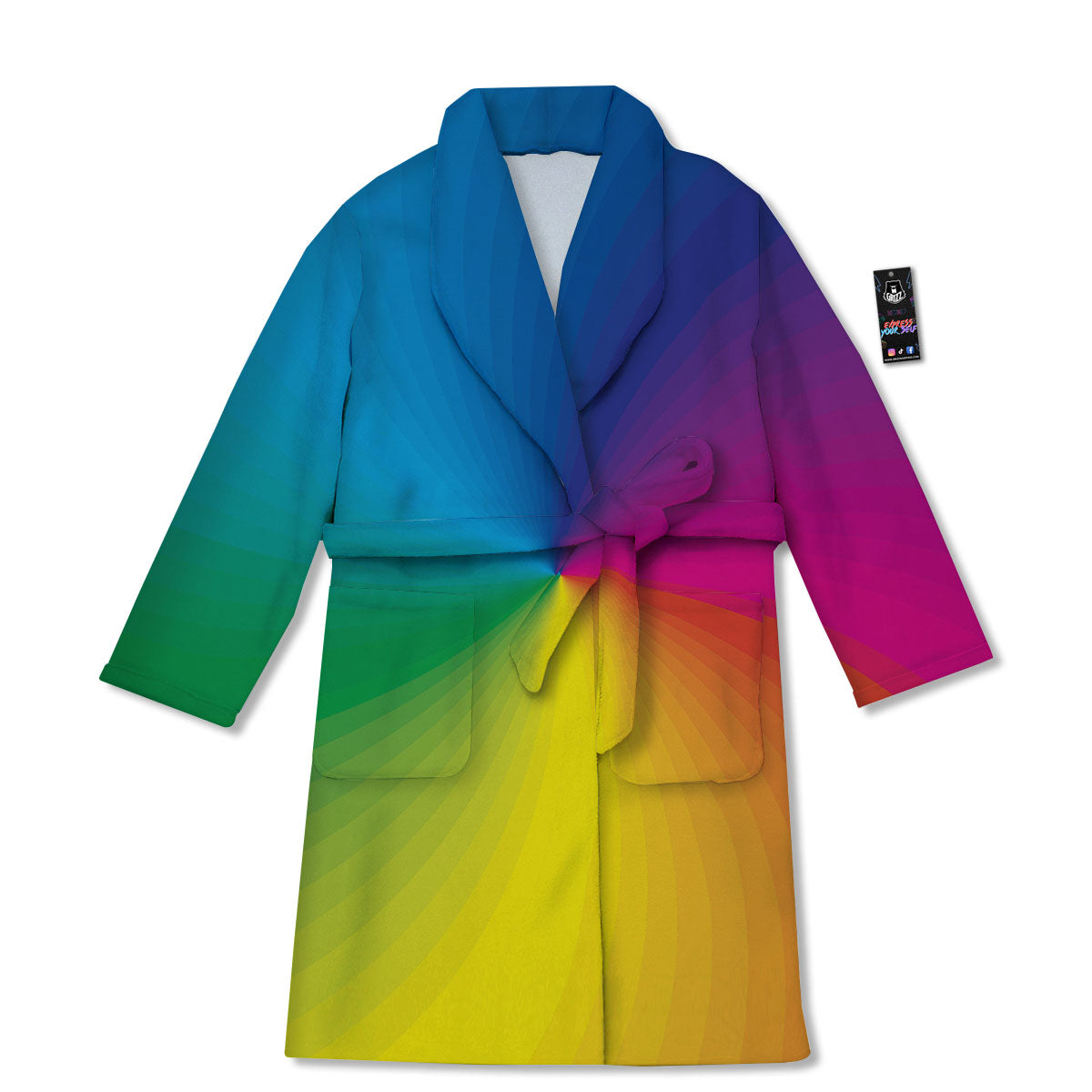 Swirl Rainbow Print Bathrobe-grizzshop