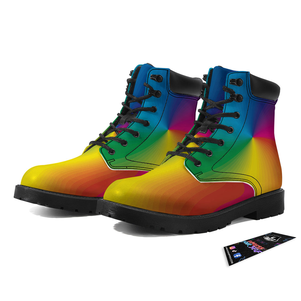 Swirl Rainbow Print Boots-grizzshop