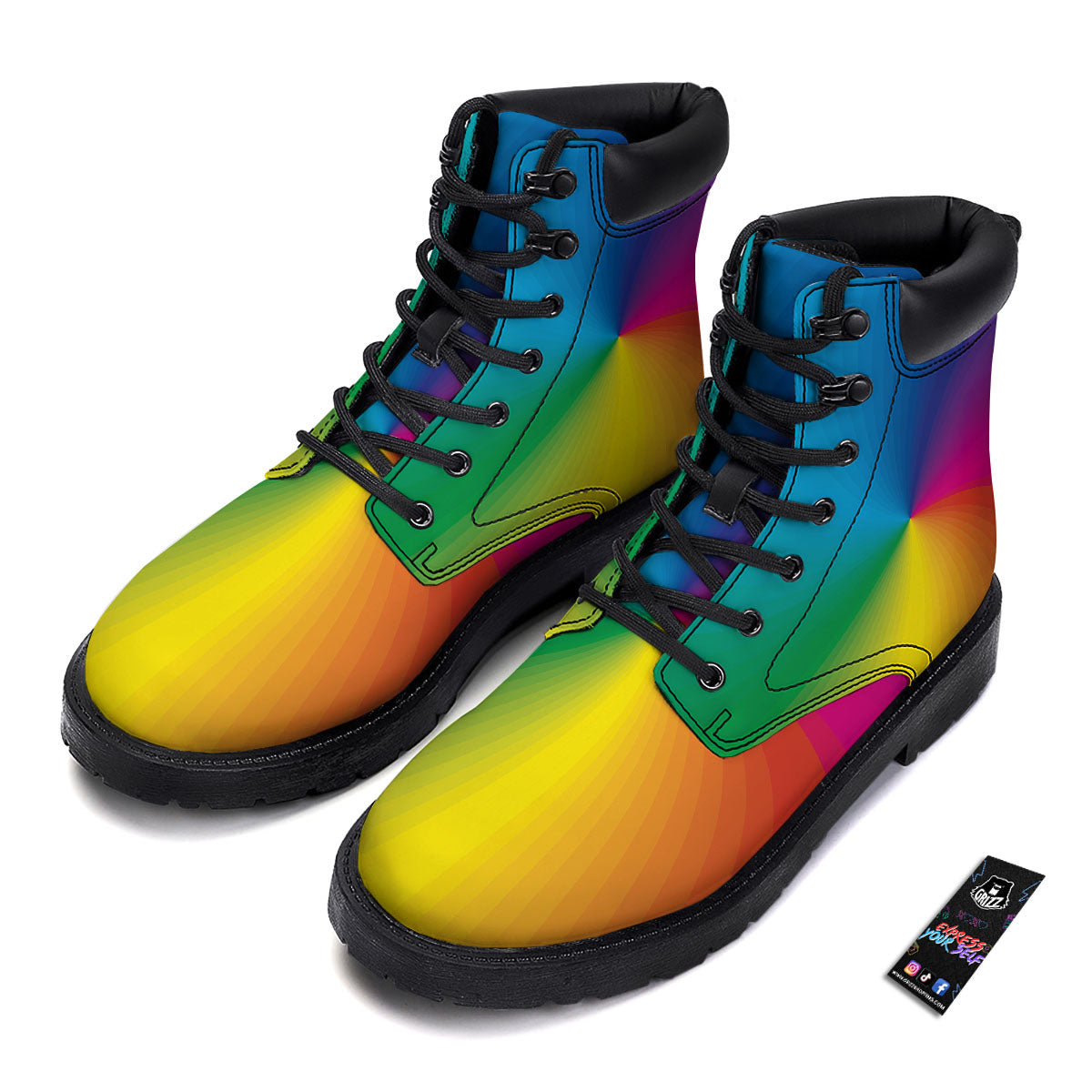 Swirl Rainbow Print Boots-grizzshop