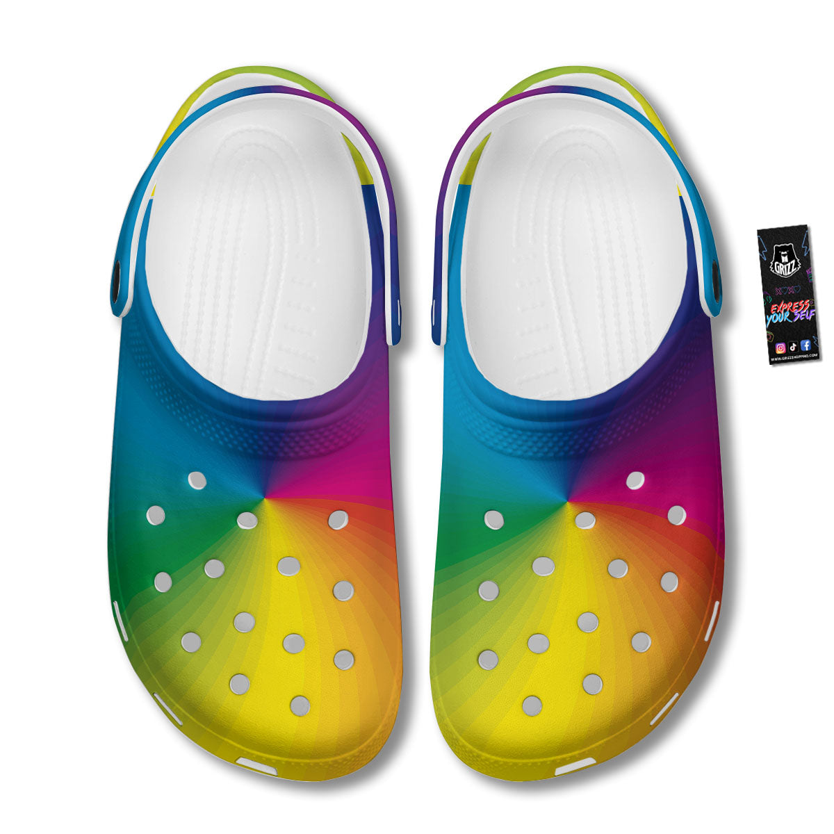 Swirl Rainbow Print Clog-grizzshop