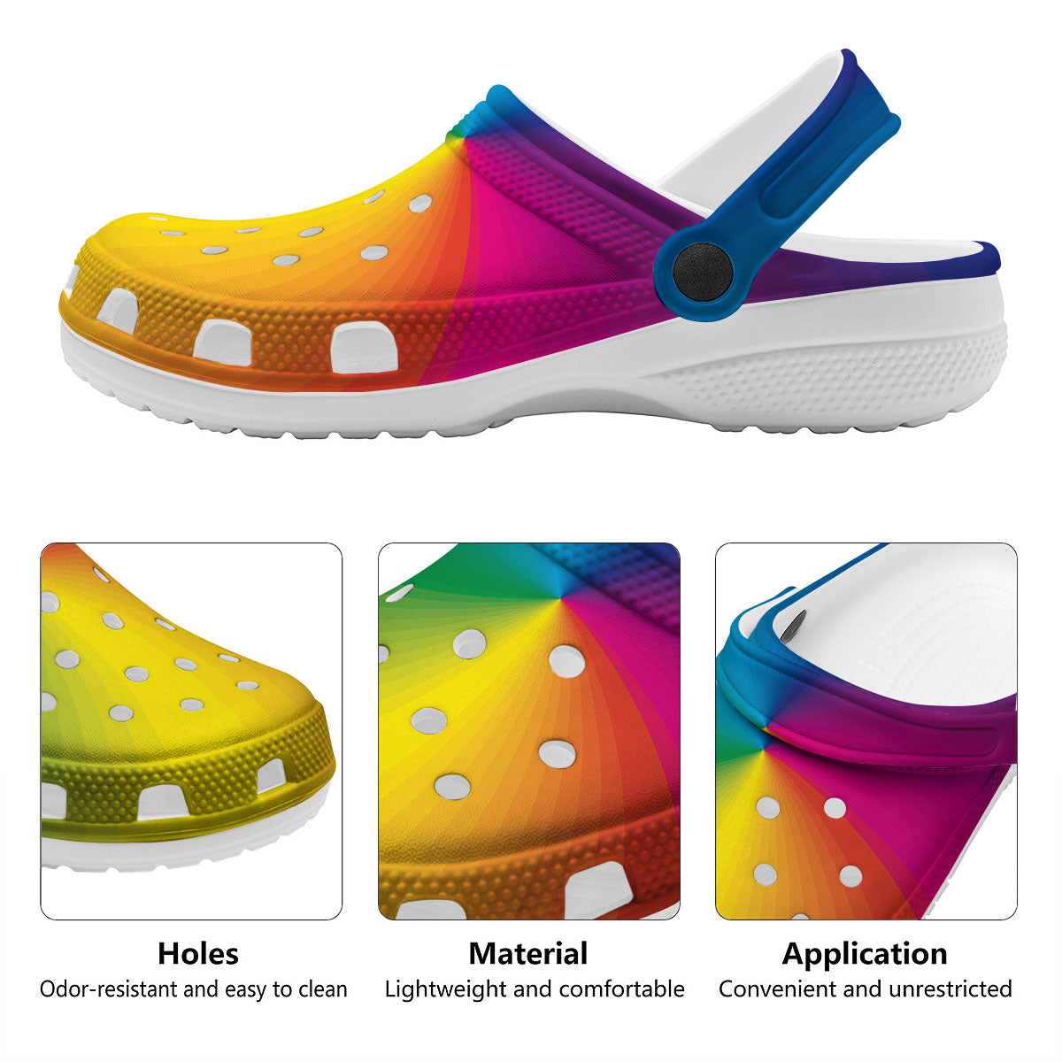 Swirl Rainbow Print Clog-grizzshop