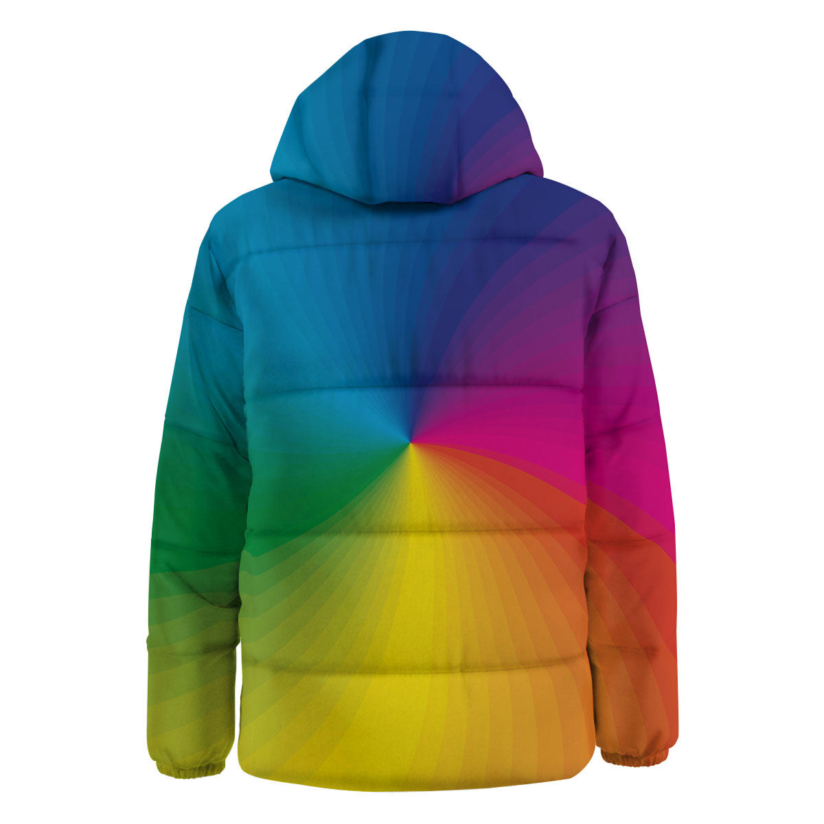 Swirl Rainbow Print Down Jacket-grizzshop