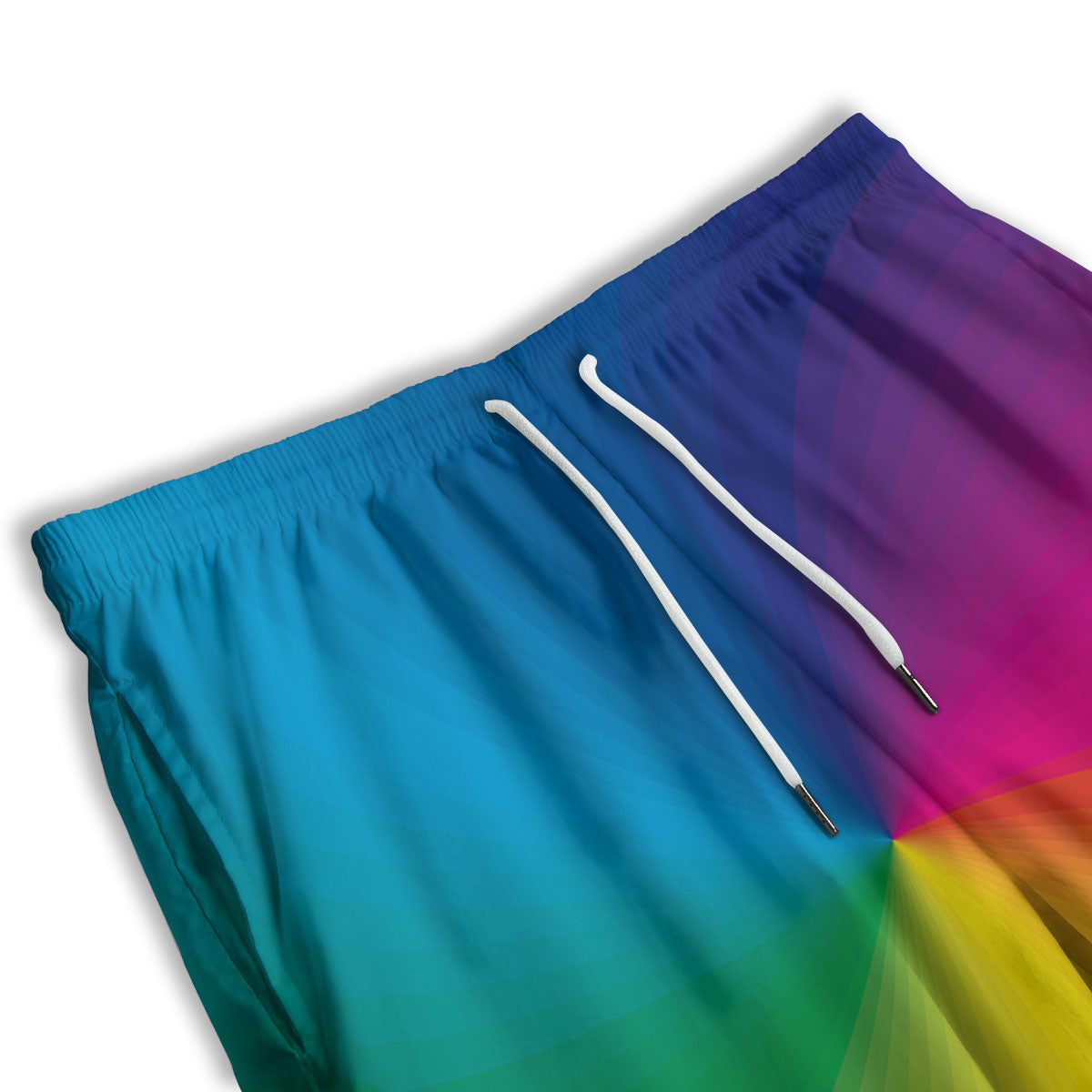 Swirl Rainbow Print Men's Athletic Shorts