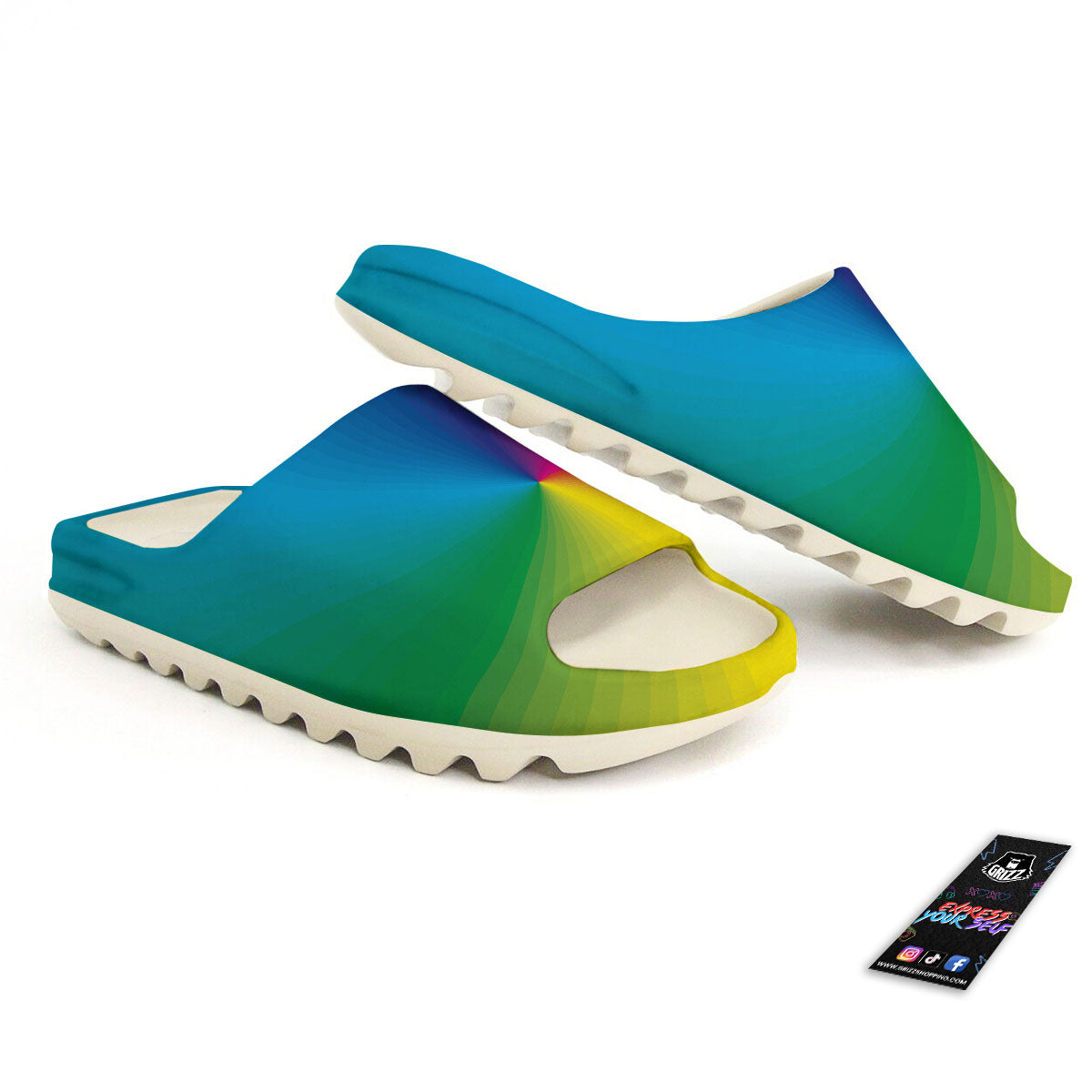 Swirl Rainbow Print Sandals-grizzshop