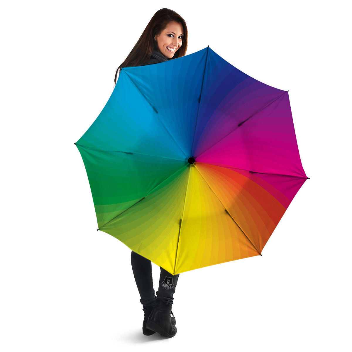 Swirl Rainbow Print Umbrella-grizzshop
