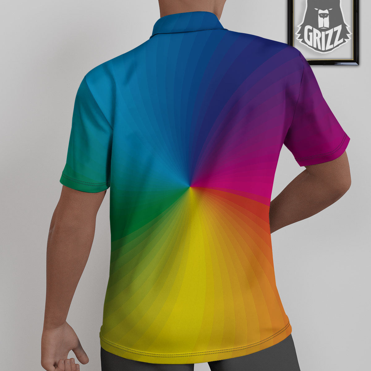 Swirl Rainbow Print Untucked Shirts-grizzshop