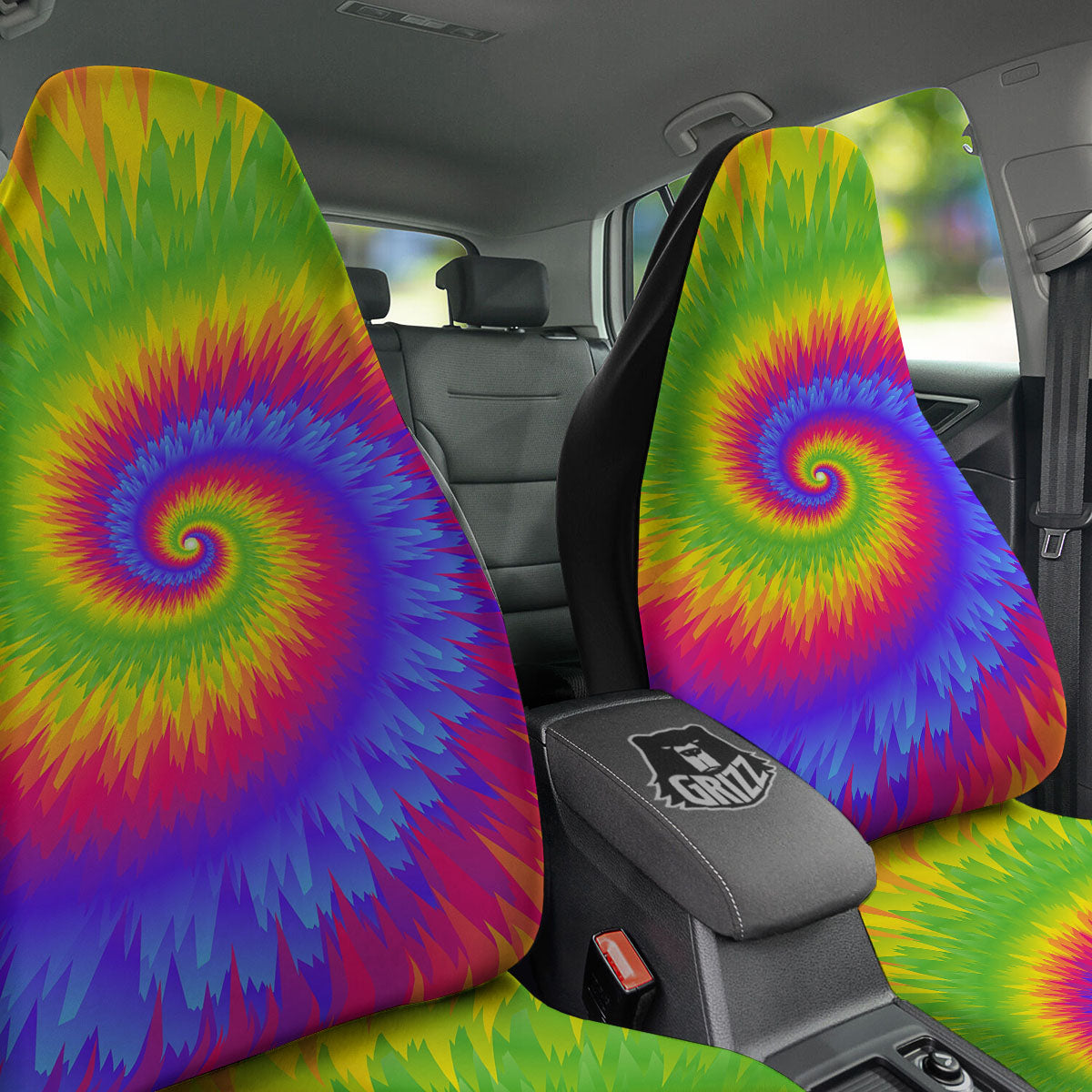 Swirl Rainbow Psychedelic Print Car Seat Covers-grizzshop