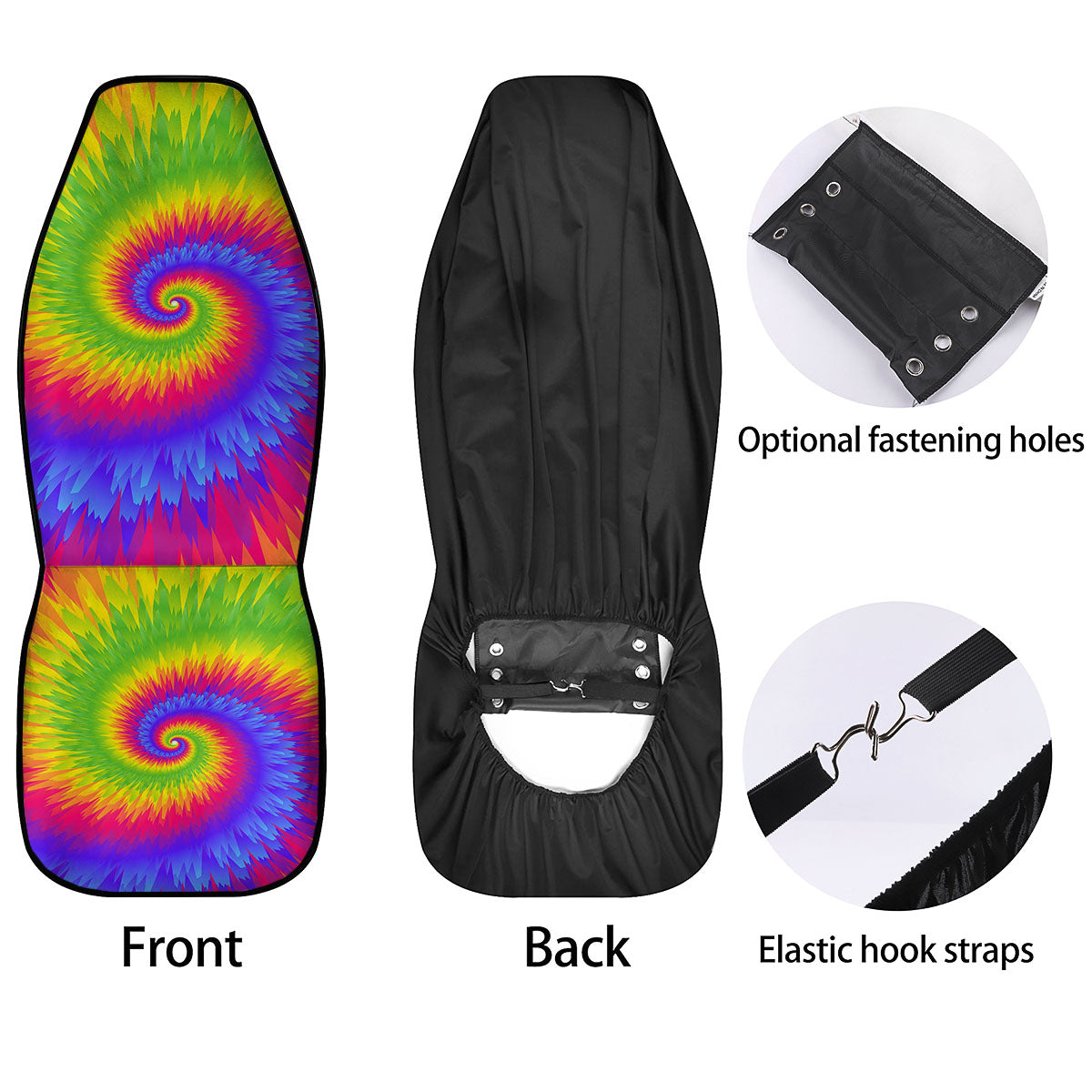 Swirl Rainbow Psychedelic Print Car Seat Covers-grizzshop