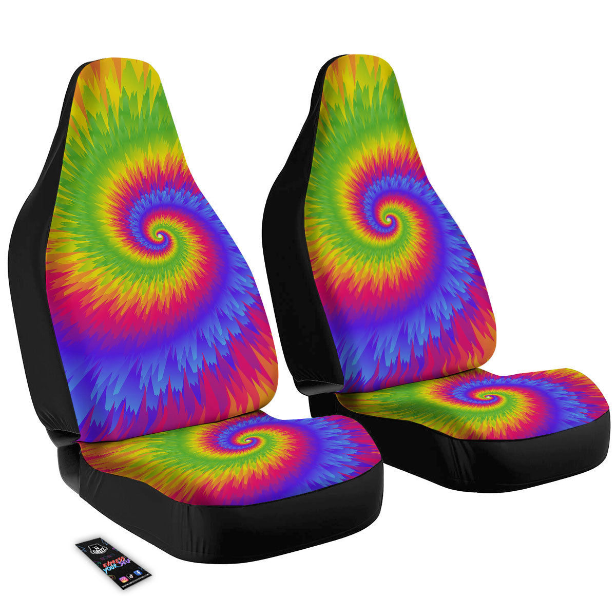 Swirl Rainbow Psychedelic Print Car Seat Covers-grizzshop