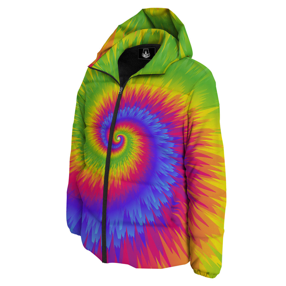 Swirl Rainbow Psychedelic Print Down Jacket-grizzshop