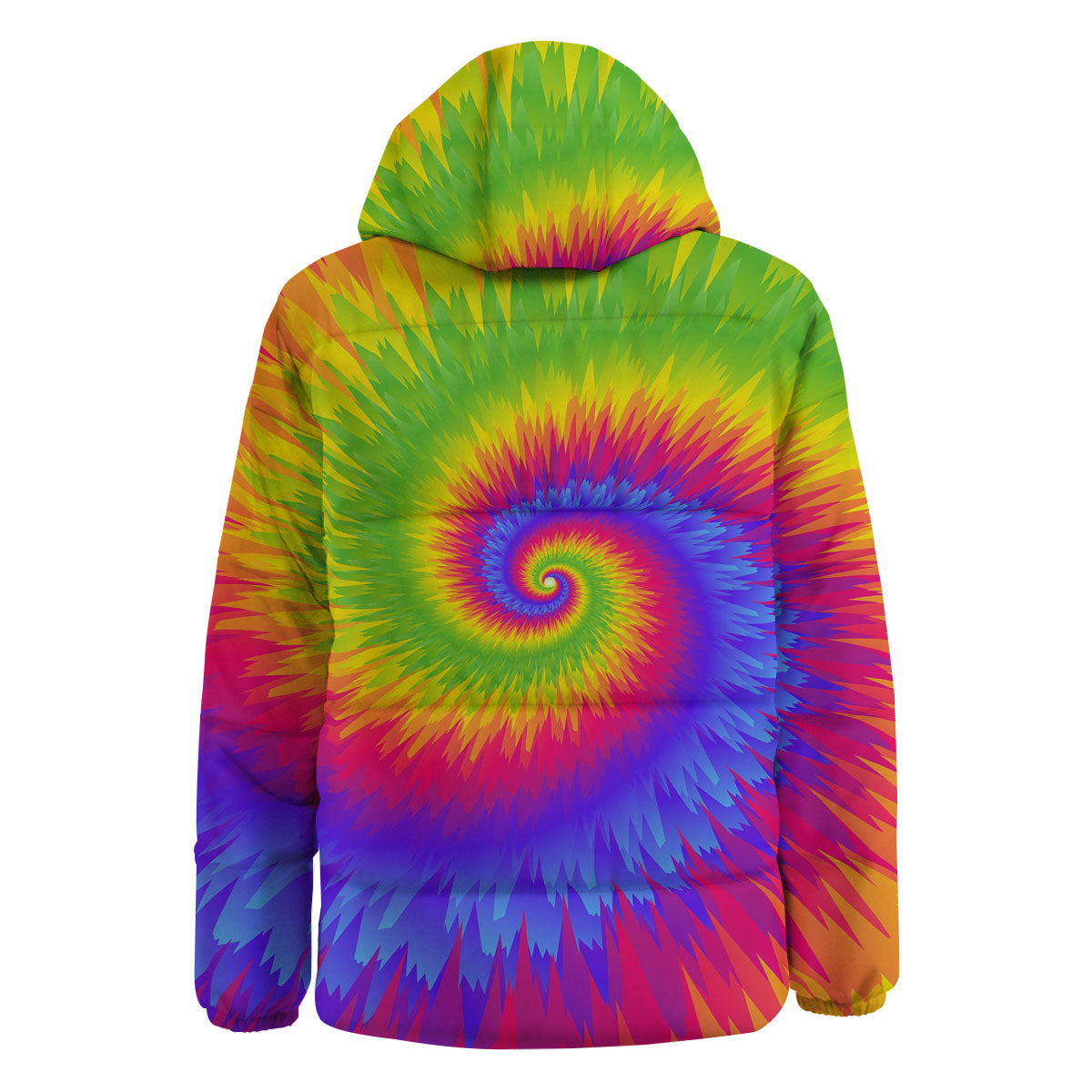 Swirl Rainbow Psychedelic Print Down Jacket-grizzshop