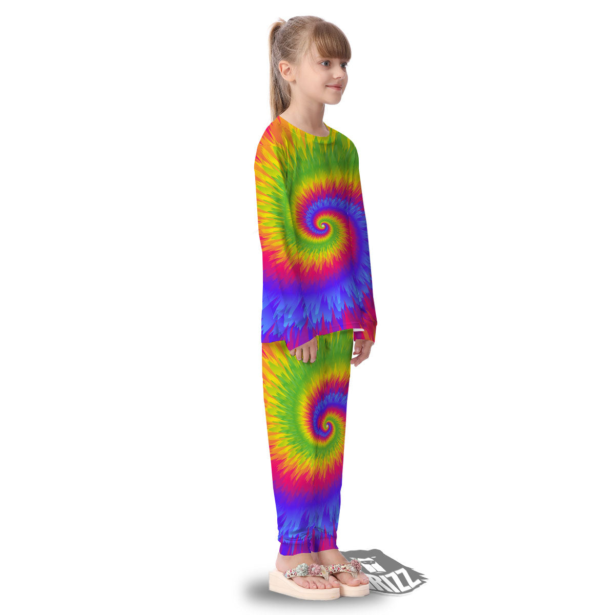 Swirl Rainbow Psychedelic Print Kid's Pajamas-grizzshop