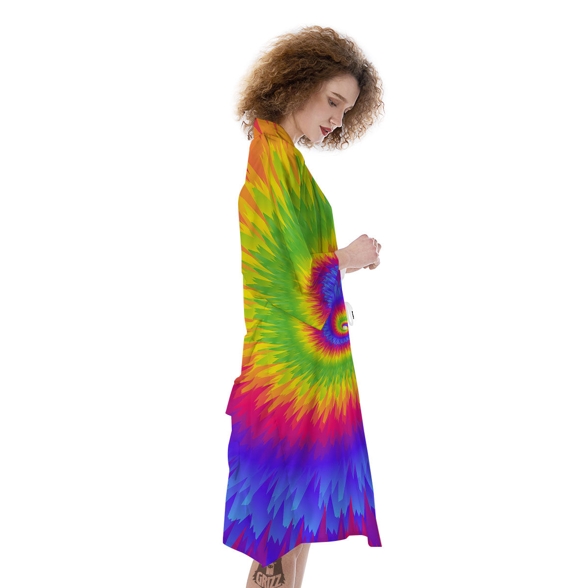Swirl Rainbow Psychedelic Print Kimono-grizzshop