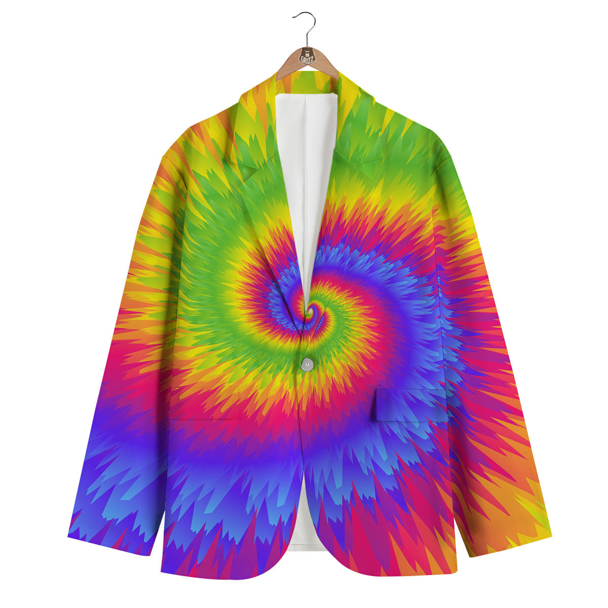 Swirl Rainbow Psychedelic Print Men's Blazer-grizzshop