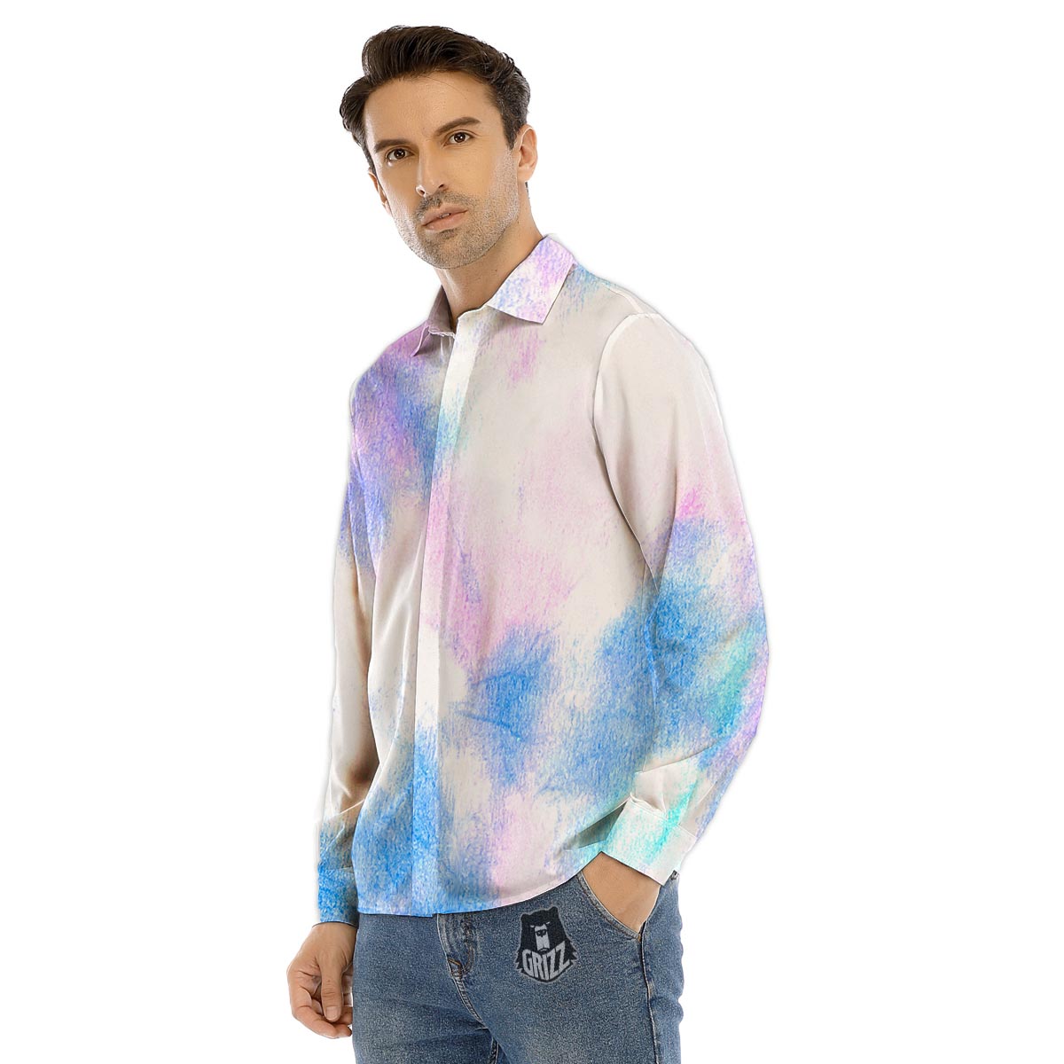 Swirl Rainbow Psychedelic Print Men's Dress Shirts-grizzshop