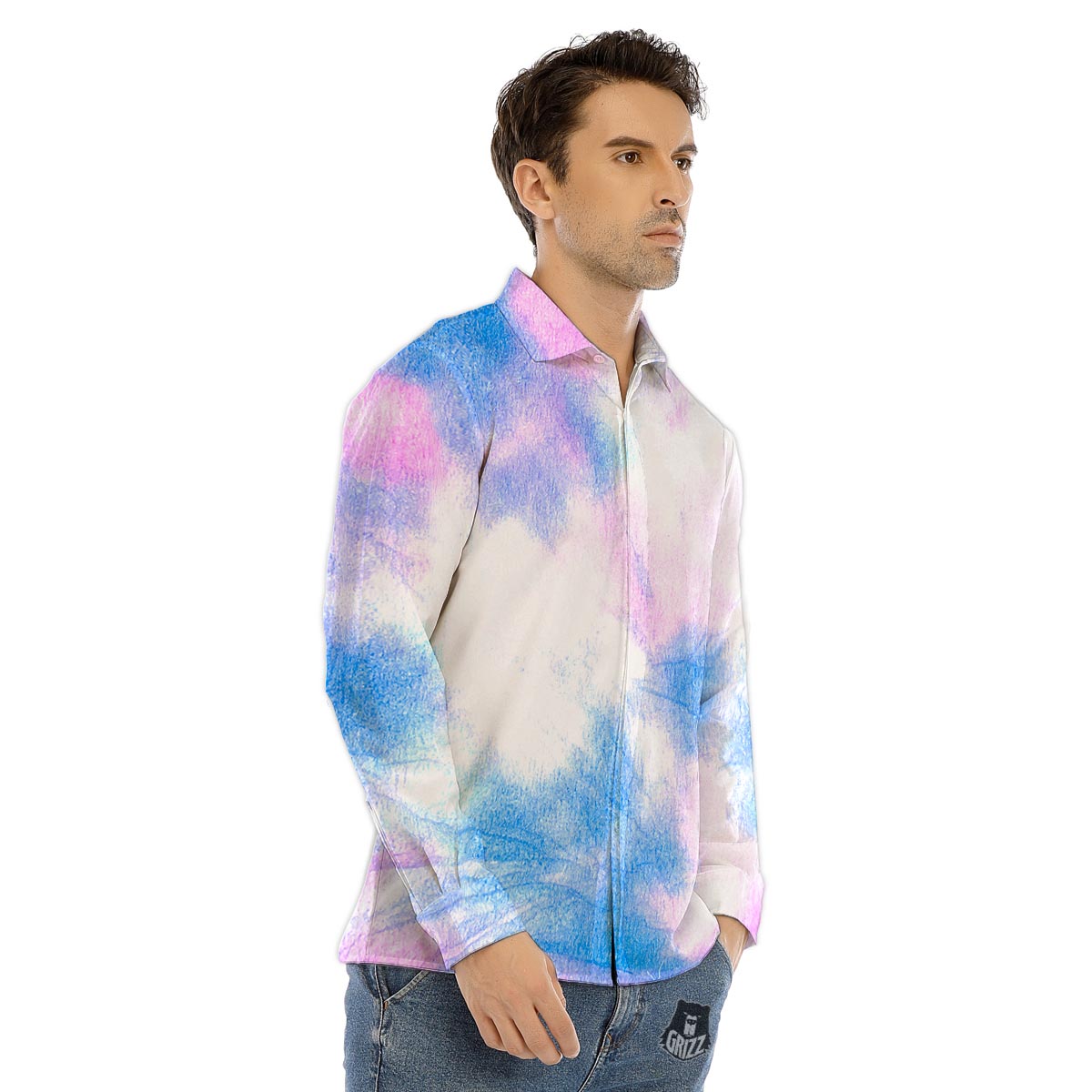 Swirl Rainbow Psychedelic Print Men's Dress Shirts-grizzshop