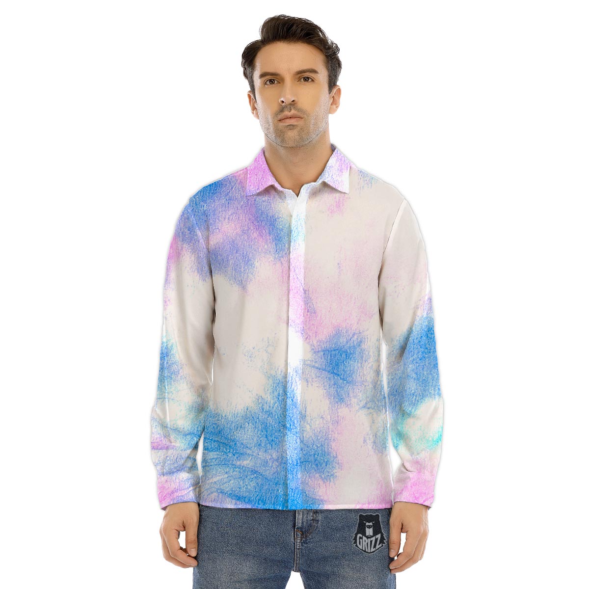 Swirl Rainbow Psychedelic Print Men's Dress Shirts-grizzshop
