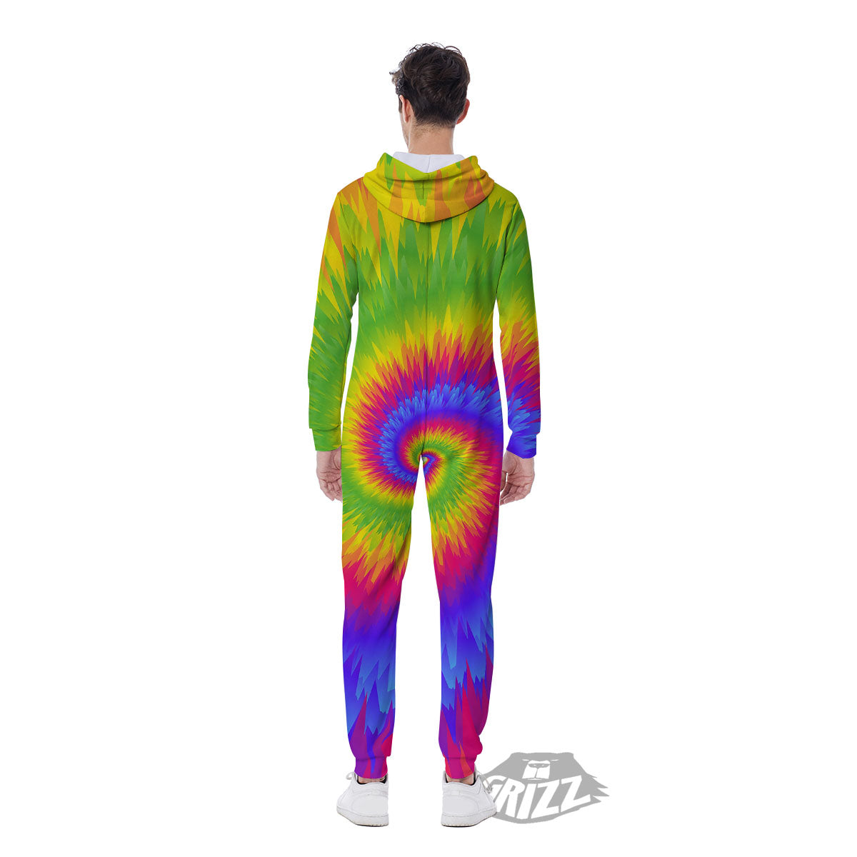 Swirl Rainbow Psychedelic Print Men's Jumpsuit-grizzshop