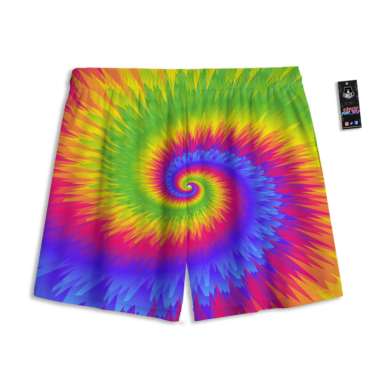 Swirl Rainbow Psychedelic Print Mesh Shorts