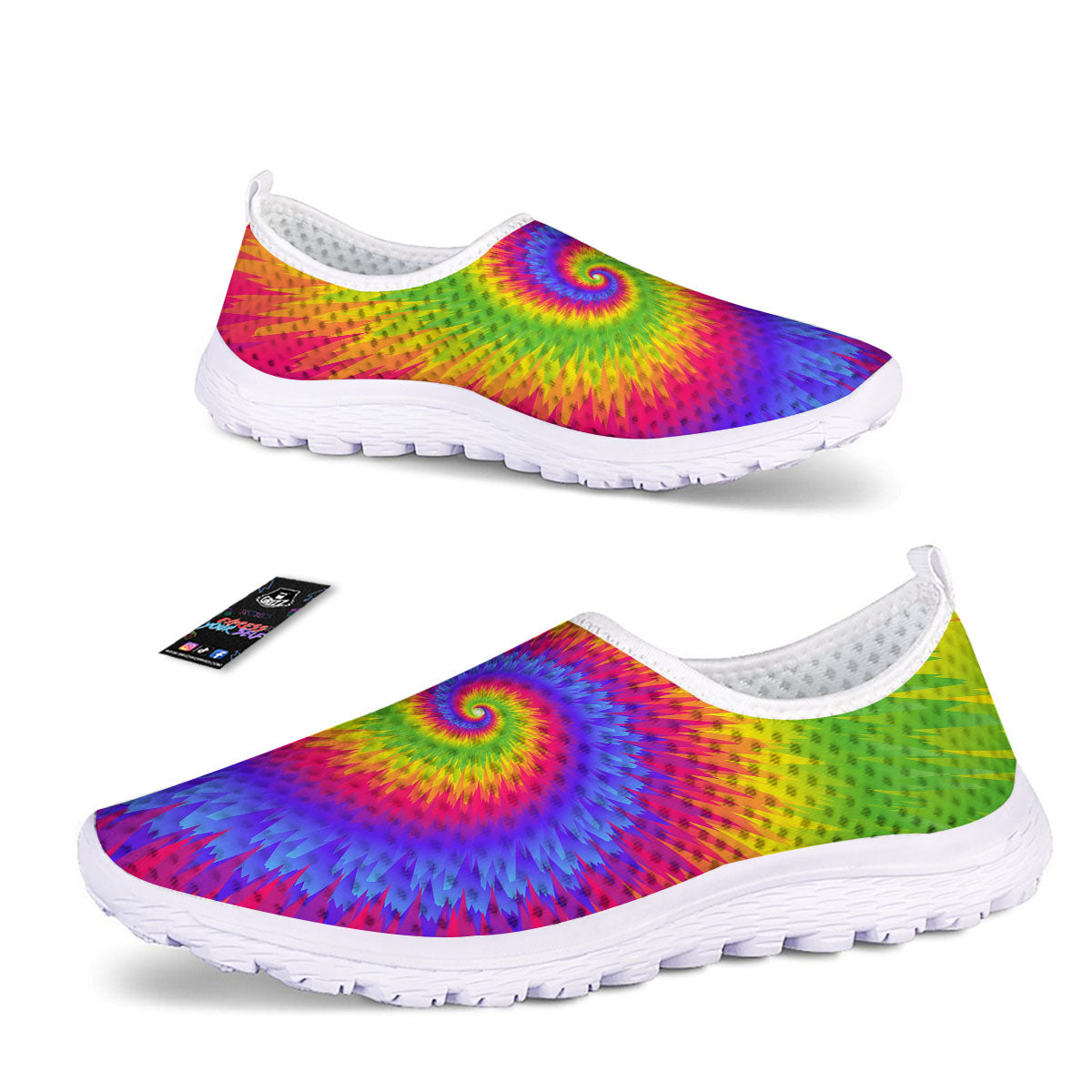 Swirl Rainbow Psychedelic Print Nurse Shoes-grizzshop