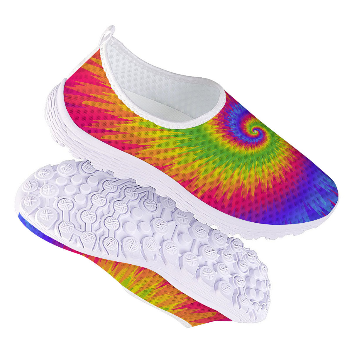 Swirl Rainbow Psychedelic Print Nurse Shoes-grizzshop
