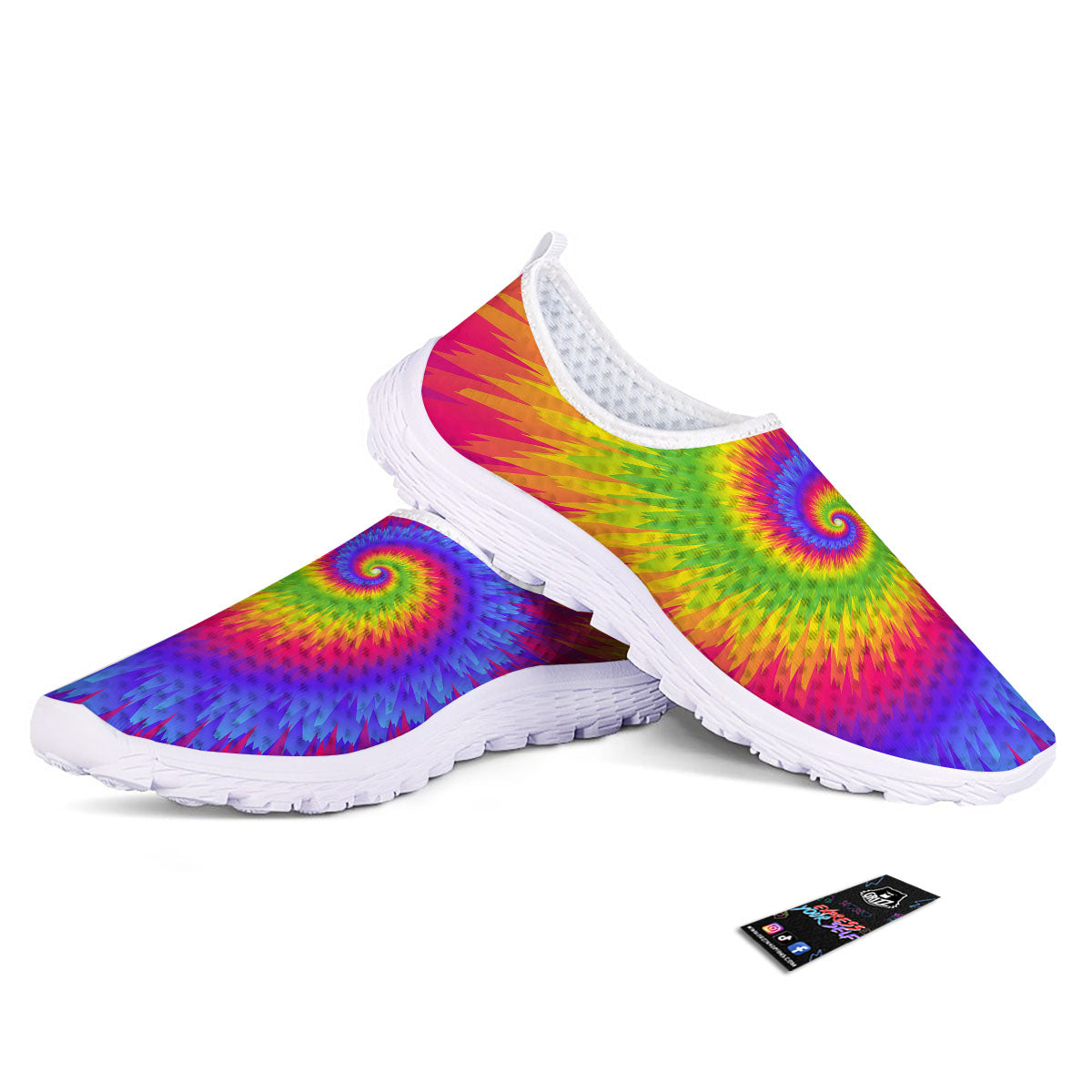 Swirl Rainbow Psychedelic Print Nurse Shoes-grizzshop