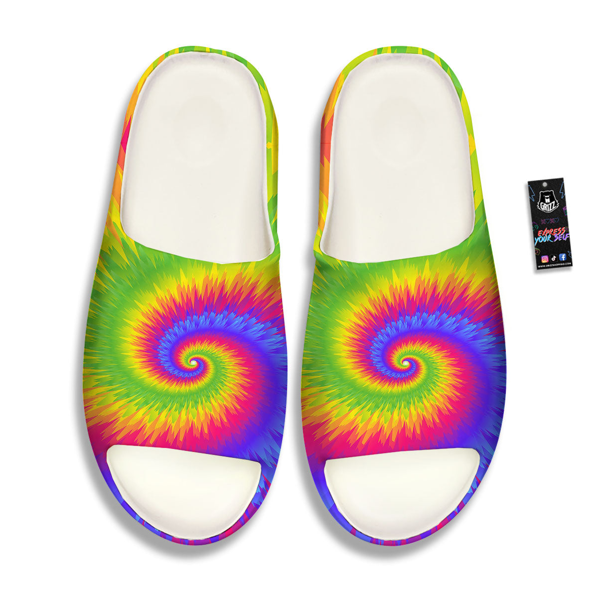 Swirl Rainbow Psychedelic Print Sandals-grizzshop