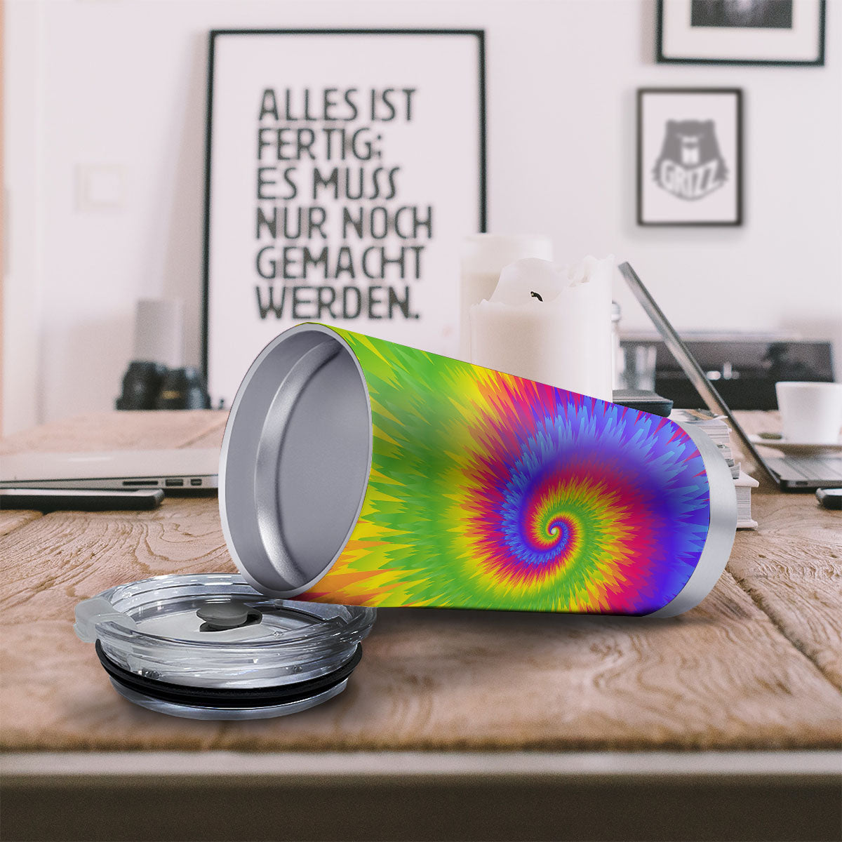 Swirl Rainbow Psychedelic Print Tumbler-grizzshop