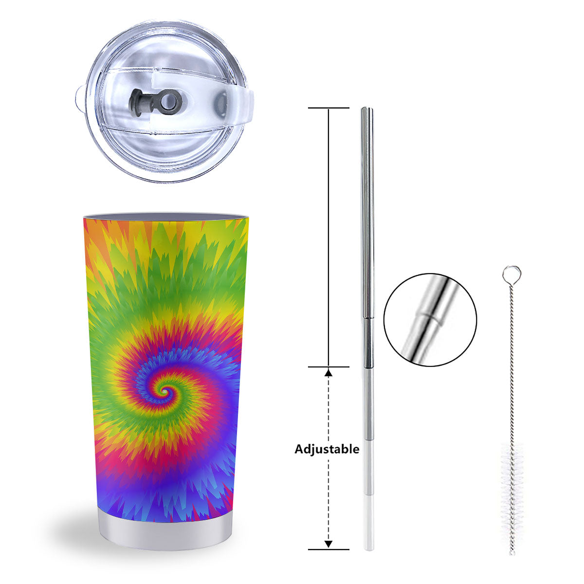Swirl Rainbow Psychedelic Print Tumbler-grizzshop
