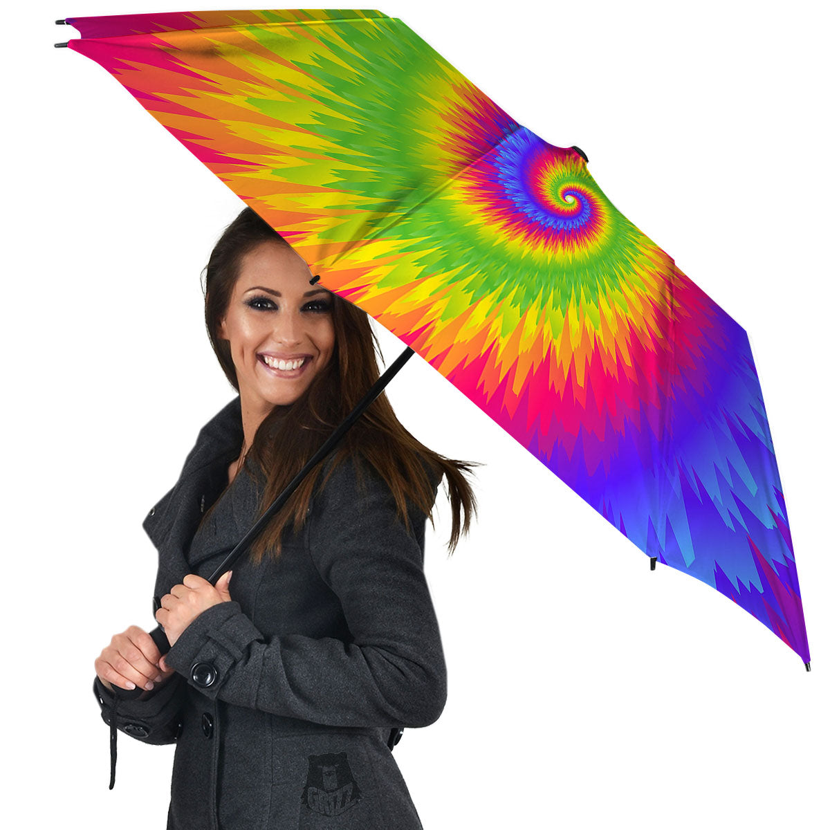 Swirl Rainbow Psychedelic Print Umbrella-grizzshop