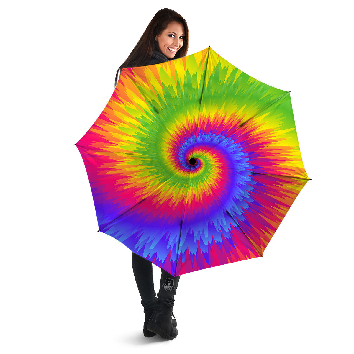 Swirl Rainbow Psychedelic Print Umbrella-grizzshop