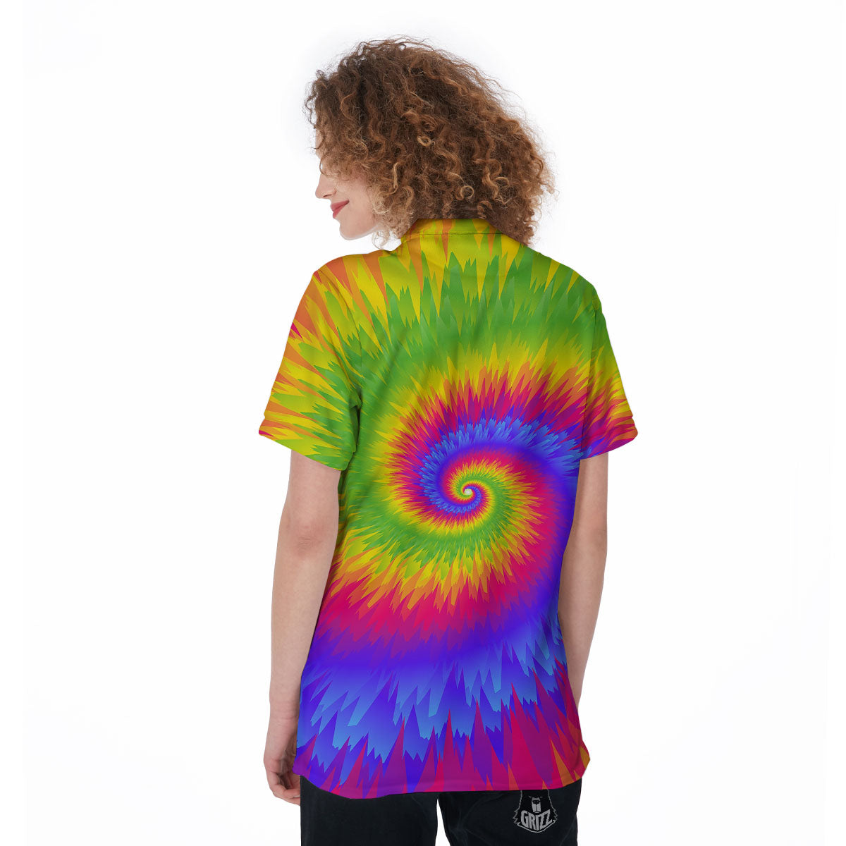 Swirl Rainbow Psychedelic Print Women's Golf Shirts-grizzshop