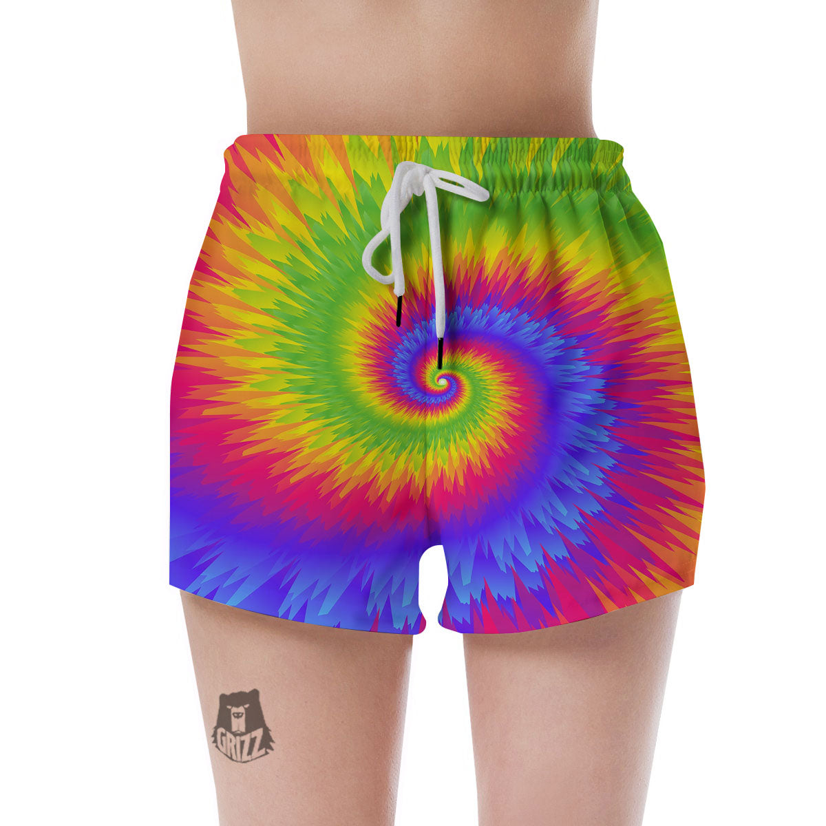 Swirl Rainbow Psychedelic Print Women's Shorts-grizzshop