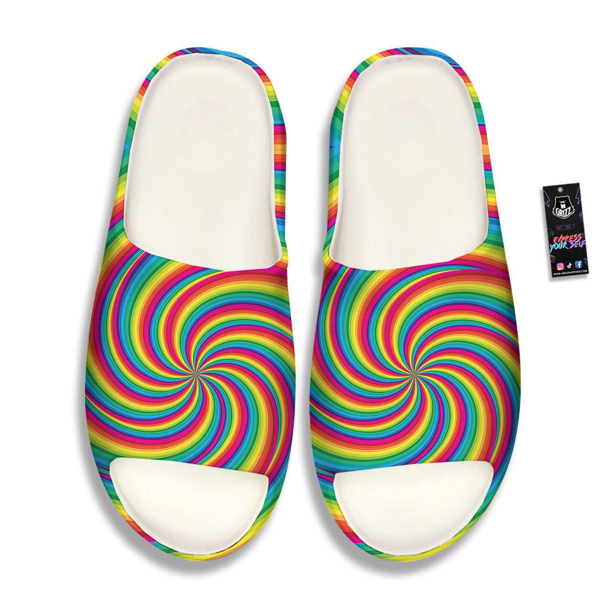 Swirl Candy Rainbow Print Sandals-grizzshop