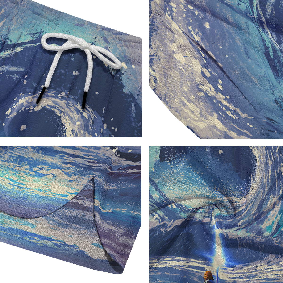 Swirling Sea Watercolor Print Men's Running Shorts-grizzshop