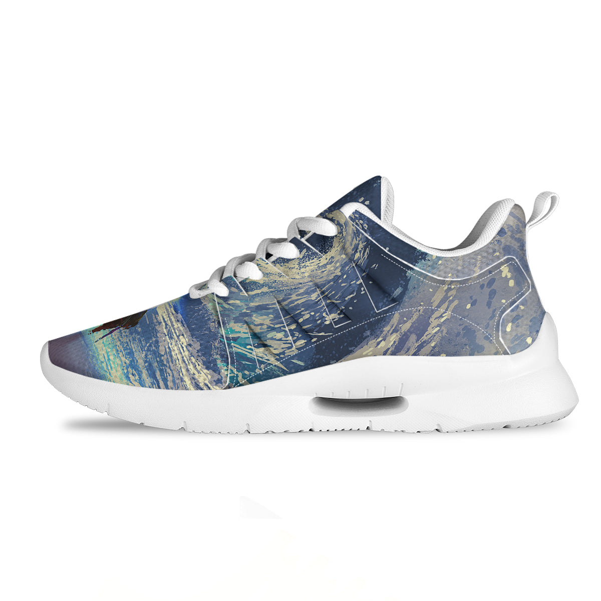 Swirling Sea Watercolor Print Tennis Shoes-grizzshop