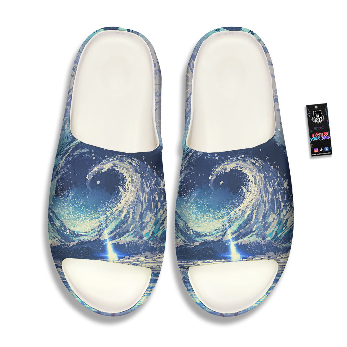 Swirling Sea Watercolor Print Sandals-grizzshop